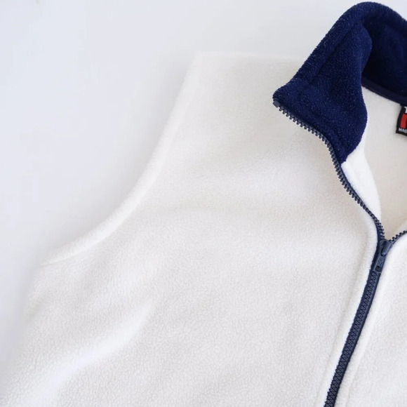 90S Teepee Blue And White Embroidered Vancouver Canada Zip Up Fleece Vest Medium - Picture 9 of 9
